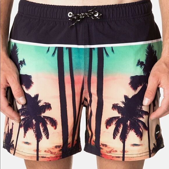 Pull-in Men’s Short Jam Palm Tree Swim Trunks M - Picture 2 of 14